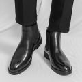 British and Korean Style Trendy Men's Casual High-Top Leather Shoes Brock Riding Boots Chelsea Pointed Business Ankle Boots. 