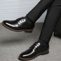 Men's Business Casual Shoes, Fashionable Lace-Up Leather Oxford Shoes, Elegant Formal Shoes.