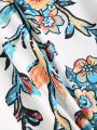 Summer Holiday Flower Leaf Printing Plus Size Dress Trumpet A-Shaped Sling Mini Dress. 