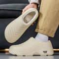 New Fashion Cotton Slippers Men Winter Warm Home Cotton Shoes Waterproof Garden Shoes Indoor Slip on Concise Shoes. 