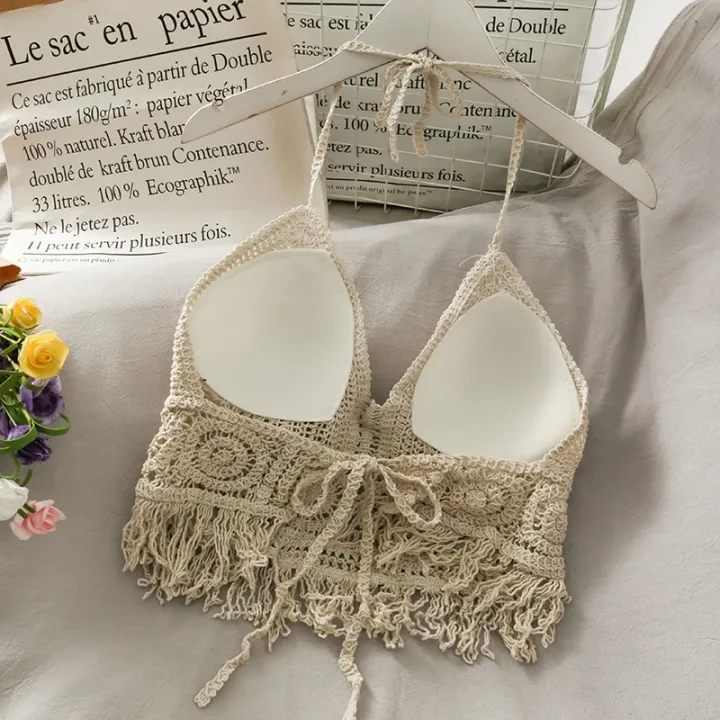 Women%20Beach%20Crop%20Tops%20Hollow%20Cover-Ups%20Perspective%20Tassel%20Sexy%20Spaghetti%20Strap%20Swinwear%20Built%20In%20Bra%20Backlless%20Halter%20Neck%20-%20Image%206