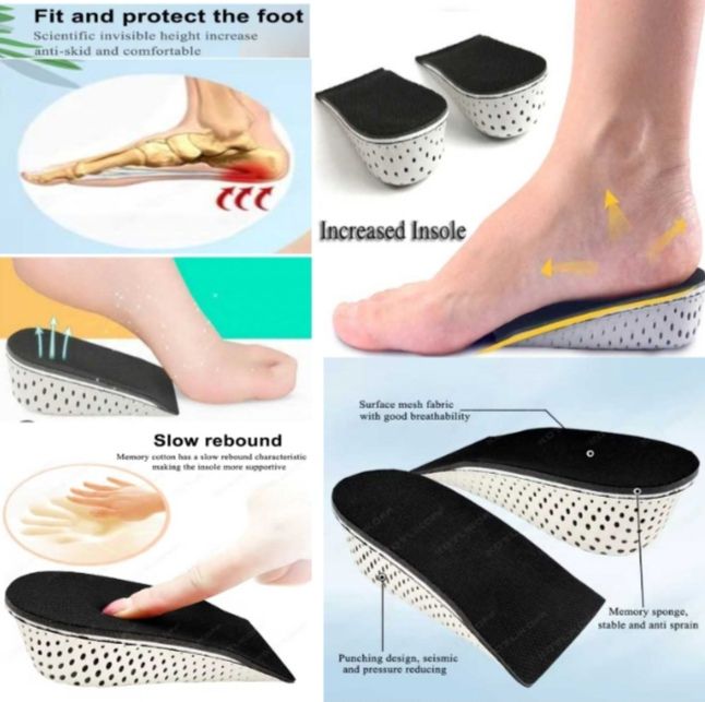 Height Increase Insoles Heel Pads Arch Support for Taller Hight
