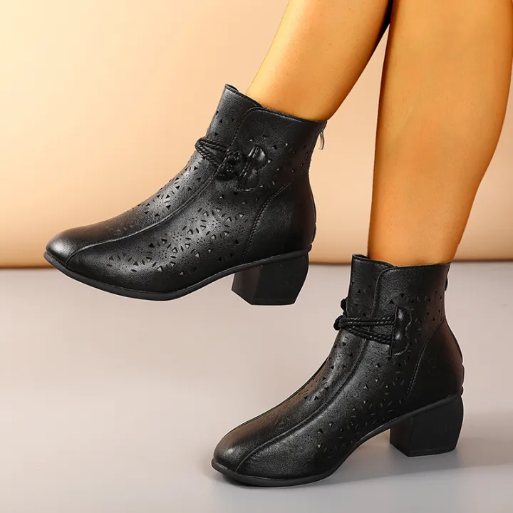 2025%20Summer%20New%20Women's%20Fashion%20Hollow-Out%20Soft%20Sole%20Mid-Heel%20Ankle%20Boots,%20Retro%20Breathable%20Comfortable%20Shoes%20-%20Image%205