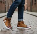 Boot converse high shoes for man necking up rubber sool with windproof fabrics leather shoes. 