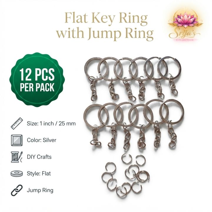 Key Rings with Chain Metal Split Rings for Crafts 25mm with 30 mm Chains Open Jump Ring