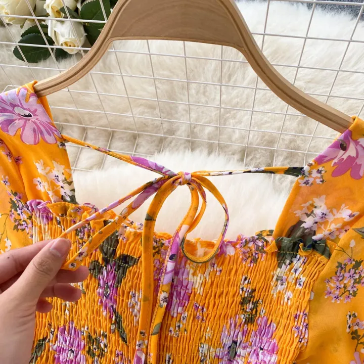 Fashion%20Summer%20Flower%20Print%20Long%20Dress%20Women%20Vintage%20Square%20Neck%20Ruched%20Chest%20Chiffon%20Sundress%20Party%20Vestidos%20-%20Image%206