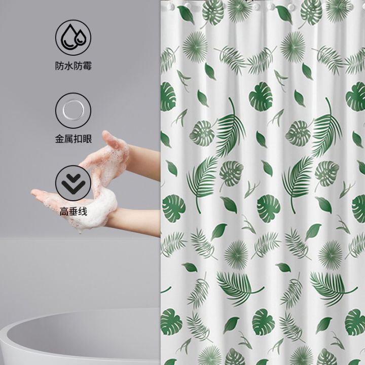 Black%20and%20White%20Leaf%20Waterproof%20PEVA%20Shower%20Curtain%20Waterproof%20Bathroom%20Curtain%20Liners%20180%20*%20180CM%20with%2012%20Hooks%20-%20Image%203