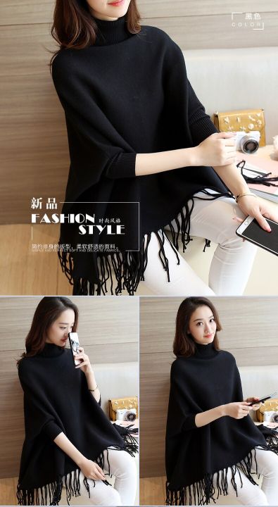 Women%20Poncho%20Coat%20Solid%20Elegant%20Pullover%20Female%20Jumper%20Irregular%20Tassel%20-%20Image%209