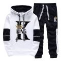 King Queen Printing Mens Womens Tracksuit Hot Sales Casual Hooded Sweatshirts Sweatpants 2 Pcs Set Home Street Couple's Clothing. 