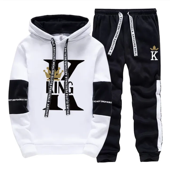 King%20Queen%20Printing%20Mens%20Womens%20Tracksuit%20Hot%20Sales%20Casual%20Hooded%20Sweatshirts%20Sweatpants%202%20Pcs%20Set%20Home%20Street%20Couple's%20Clothing%20-%20Image%202