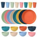 Wheat Straw Dinnerware Set Eco-friendly Safety Plates Cups Bowels Home Party Tableware Set Outdoor Camp Candy Colour Gift. 