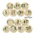 7pcs Newborn Photography Props Baby Milestone Card Animal Print Wooden Monthly Recording Commemorative Cards Baby Shower Gifts. 