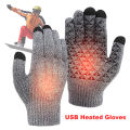 USB Heating Gloves Touch Screen Electric Heated Gloves Knitted Gloves Hand Warmer for Backpacking Mountaineering Riding Camping. 