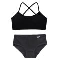 【New Arrivals】Teenage Girls Solid Bra And Panties Underwear Set Children 2025 Crisscross Soft Support Camisole&Bralette Kids Training Bra Sets. 