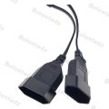 EU CEE7/16 90 Degree Male to Female Dual Output,2 Ways Outlet Extension Cord European 2 Prong M/F Power Splitter Cable. 