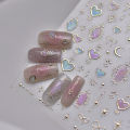 1pcs 5D Shell Light Nail Stickers Fashion Gold Border Love Heart Bowknot Moon Star Art Decal High Quality Manicure Decorations.