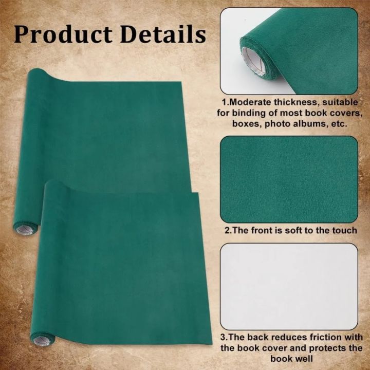 51%20x%2011.8inch%20Velvet%20Book%20Cloth%20for%20Book%20Binding%20Fabric%20Surface%20Paper%20Backed%20Bookcover%20Notebook%20Wraps%20Dark%20Green%20Book%20Covering%20-%20Image%206