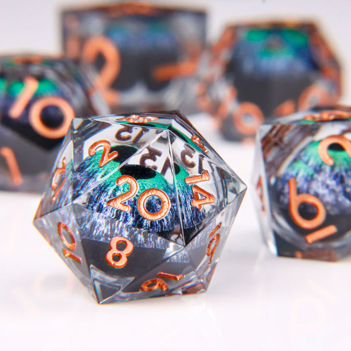 DND Dragon Eye Dice Liquid Core Dice Set Resin Edged Dice For Dungeons and Dragons Polyhedral D&D Dice Handmade D and D
