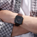 TOMI Fashion Simple Black Quartz Watch Men's and Women's Square High Quality Elegant Men's Watch Leisure Calendar Quartz Watch. 