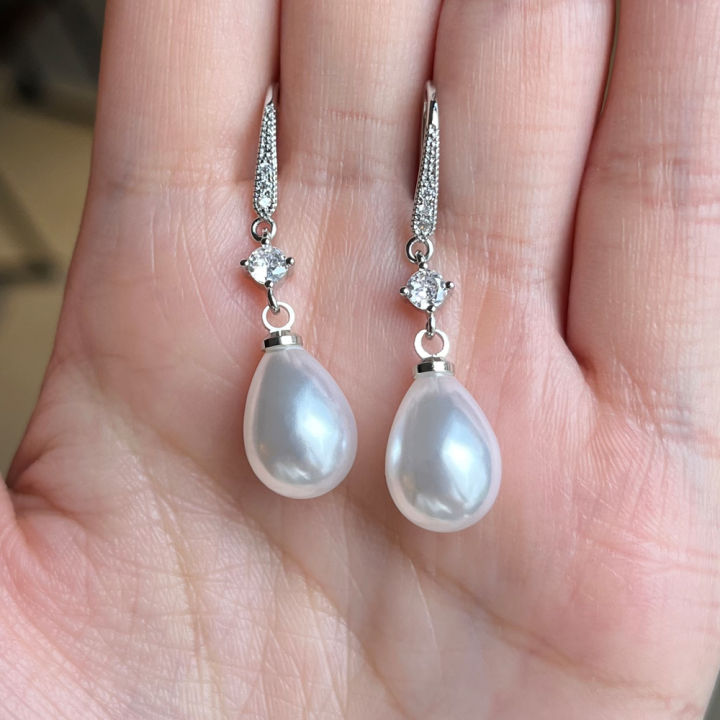 Huitan%20White%20Imitation%20Pearl%20Dangle%20Earrings%20for%20Women%20Temperament%20Bridal%20Wedding%20Ear%20Accessories%20Anniversary%20%20New%20Jewelry%20-%20Image%204