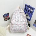 Korean Student School Backpack Floral White School Bags For Teenage Girls Cute Women's Backpack Brand Book Bag Nylon Rucksack. 