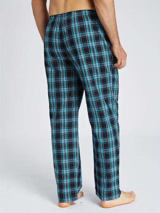Men's%20Pajama%20Pants%20Autumn%20New%20Checked%20Cotton%20Thin%20Soft%20Comfortable%20Elastic%20Waistband%20with%20Pockets%20Home%20Lounge%20Pants%20-%20Image%203