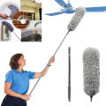 Long Microfiber Duster Extendable Cobweb Duster High Ceiling Brush Scratch Resistant Washable Bendable Dusters 100 Inches Extension. 