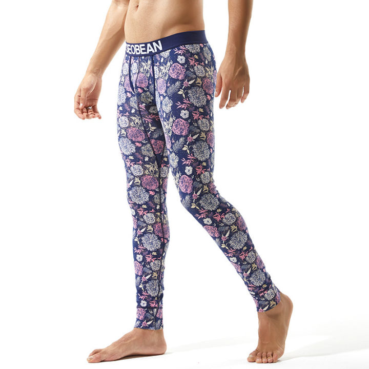 Men's long underwear slim fit close fitting autumn pants low waist fashionable and sports style thin warm pants