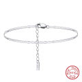 KISS MANDY Minimalist 925 Sterling Silver Anklet for Women Flat Marine Chain Anklet Foot Jewelry Personalized Accessories SA29. 