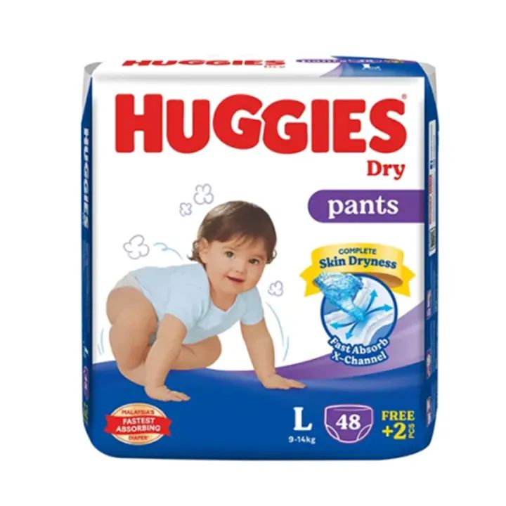 International Malaysian product Huggies diaper Dry pants Large (9-14kg) (48+2pcs)=50pcs