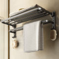 50CM Matte Black Folding Holder With Hook Towel Holder Wall Mount AluminumTowel Rack Bathroom shower rack Bathroom Accessories.