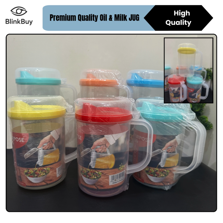 Lavienna  1 Liter & 1.5 Liter Plastic Oil Jug Liquid Jug Liquid Container Multipurpose For Kitchen Use High Quality Beautiful Design Anti-Spill Liquid Jug for Oil, Vinegar & Milk Jug, Cooking Essentials high-quality food-grade plastic