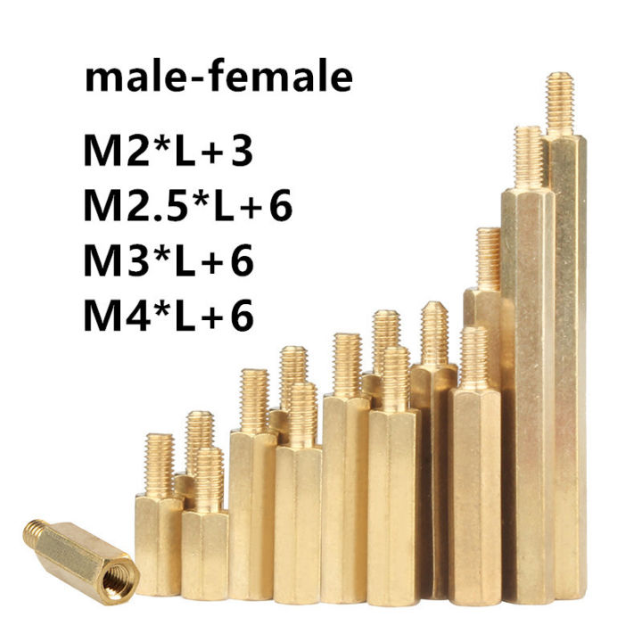 10-50pcs%20Hex%20Brass%20Standoff,%20PCB%20Motherboard%20Mount%20Spacer%20Assortment%20Kit,%20M2%20M2.5%20M3%20M4%20Male%20Female%20Threaded%20Pillar%20-%20Image%202