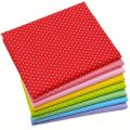 8pcs Fat Quarters plaid/polka dot patchwork fabric bundles, used for sewing processes and hand DIY projects as quilted fabrics.