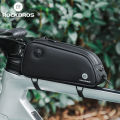 ROCKBROS Bicycle Bag 1.3L Portable Frame Front Tube Cycling Bag Waterproof MTB Road Bicycle Pannier Black With Headphone Jack. 