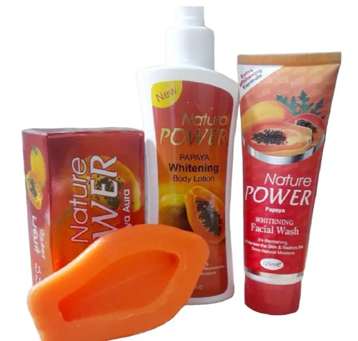 Nature Power Full Set -Nature Power Papaya Soap, Body Lotion, Facial Wash.-Nature Powe...