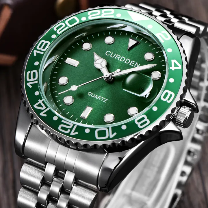 Women%20Big%20Brand%20Genuine%20CURDDEN%206582%20Watches%20Lady%20Casual%20Full%20Stainless%20Steel%20Band%20Date%20Quartz%20Wristwatch%20Green%20Montre%20Homme%20-%20Image%203