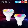 MOES Tuya ZigBee GU10 WIFI Smart LED Bulbs RGB C+W White Dimmable Lamps Smart Life APP Control Light Bulbs Voice Alexa/ lightify. 