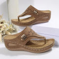2026 New Women's Orthopedic Sandals Casual Wedge Sandals Breathable Thick Bottom Beach Shoes Comfortable Pinch Toe Sandals.