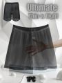 1Pc Long Men's , Simple, Comfortable, Fashionable, Soft, Breathable, Semi Transparent, Home Sports, Loose Fit Boxing Pants.