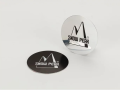 Snow Peak metal sticker mountain logo. 