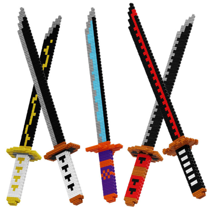 240+Pcs Japanese Anime Building Blocks Blade Knife Diamond Samurai Sword Katana Butterfly Nichirin Brick Toys For Children Adult