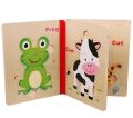 3D Puzzle Book Wooden Toys Cartoon Six Pages Intelligence Puzzle for Kids. 