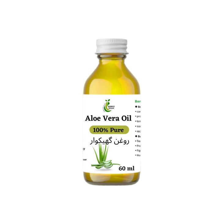 Organic Aloe Vera Oil 60 ml - For hair growth - Aloevera Oil - Rogan e ghegwar - Alovera oil - Nashpati Organics