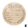 Wooden Hello World Birth Announcement DIY Sign Wood Baby Milestone Card Recording Cards Baby Photography Props Birth Cards. 