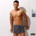 Sleep Bottoms Man Microfiber Pajamas Men Nightwear Short towel Pants Side Split Bathrobe Culottes Soft Thick.