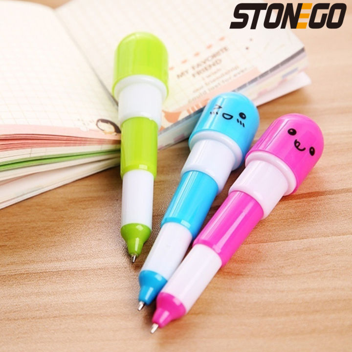 STONEGO%20Cute%20Smiling%20Face%20Pill%20Ball%20Point%20Pen%20Pencils%20Telescopic%20Capsule%20Ballpen%20-%20Image%204