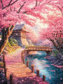 500/1000/1200/2000PCS Adult Jigsaw Puzzle Cherry Blossom House Landscape Reducing Toy Holiday Perfect for DIY Creative Fun.