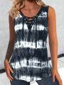 Plus Size 1XL-5XL Women Fashion Round Neck Tie Dye Print Sleeveless Tank Tops Ladies Casual Summer Tops Tank. 