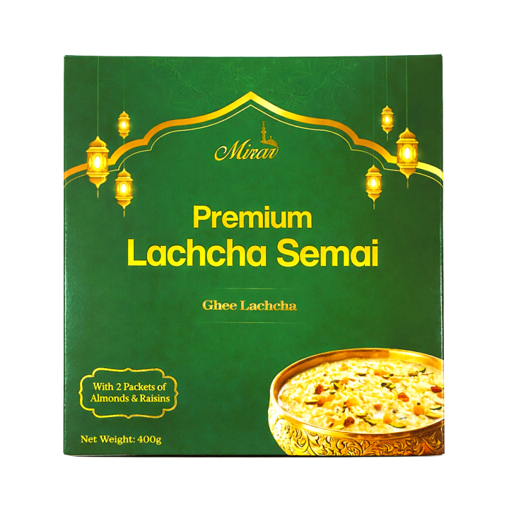 Minar Premium  Lachcha Semai 400g Ghee Lachcha Semai || Vermicelli made with Pure Ghee | Traditional Dessert Ingredient | Eid Special Semai || with 2 packets of Almonds and Raisins by GQ Foods Ltd. || Net weight 400 gm